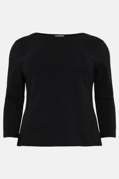 Fashion Oasis Plus Size Essential Cotton Slash Neck Top Black