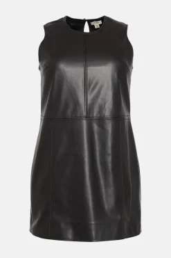 Discount Oasis Plus Size Faux Leather Shift Dress Black
