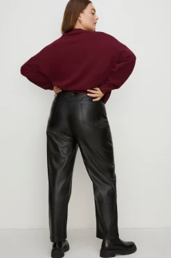 Outlet Oasis Plus Size Faux Leather Straight Leg Trouser Black