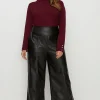 Discount Oasis Plus Size Faux Leather Wide Leg Trouser Black