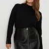 Outlet Oasis Plus Size Faux Leather Zip Through Skirt Black