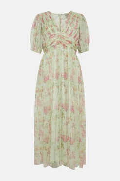 Online Oasis Plus Size Floral Button Detail Mesh Dress Sage
