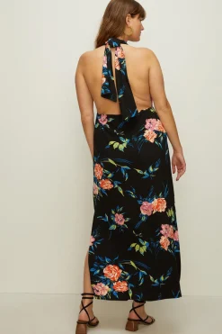 Clearance Oasis Plus Size Floral Printed Multiway Midi Dress Black