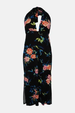 Clearance Oasis Plus Size Floral Printed Multiway Midi Dress Black