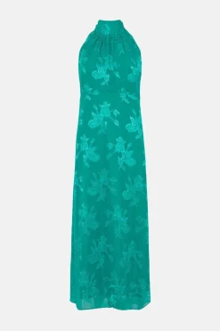 Clearance Oasis Plus Size Floral Satin Burnout Midi Dress Bright Green