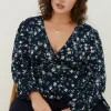 Sale Oasis Plus Size Floral Soft Touch Wrap Top Multi