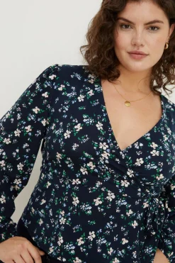 Sale Oasis Plus Size Floral Soft Touch Wrap Top Multi