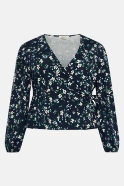 Sale Oasis Plus Size Floral Soft Touch Wrap Top Multi