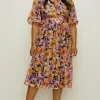 Hot Oasis Plus Size Floribunda Organza Wrap Midi Dress Black