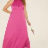 Discount Oasis Plus Size Halter Neck Midi Dress Magenta