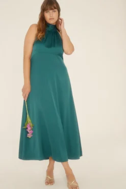 Outlet Oasis Plus Size Halter Neck Midi Dress Emerald