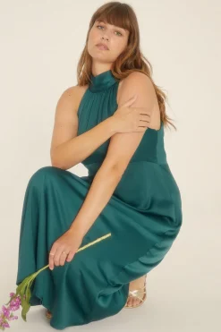 Outlet Oasis Plus Size Halter Neck Midi Dress Emerald