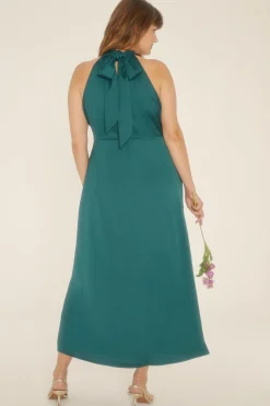 Outlet Oasis Plus Size Halter Neck Midi Dress Emerald