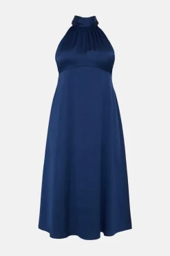Discount Oasis Plus Size Halter Neck Midi Dress Navy