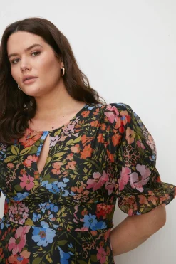Online Oasis Plus Size Keyhole Organza Mini Dress Black
