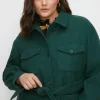 New Oasis Plus Size Knit Back Pocket Detail Overshirt Forest
