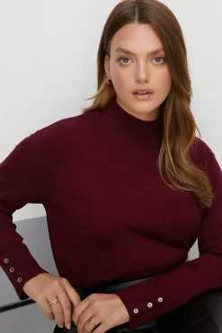 Fashion Oasis Plus Size Knitted Funnel Neck Jumper Berry