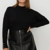 Hot Oasis Plus Size Knitted Funnel Neck Jumper Black