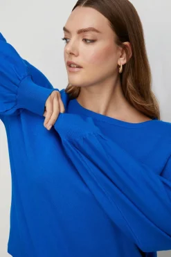 Online Oasis Plus Size Knitted Slash Neck Jumper Cobalt