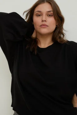 Online Oasis Plus Size Knitted Slash Neck Jumper Black