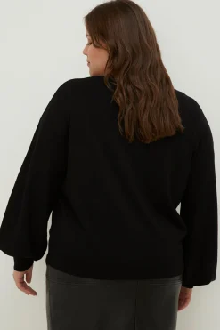 Online Oasis Plus Size Knitted Slash Neck Jumper Black