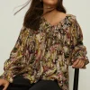 Hot Oasis Plus Size Metallic Paisley Printed Blouse Multi