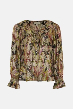 Hot Oasis Plus Size Metallic Paisley Printed Blouse Multi