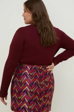 Sale Oasis Plus Size Patterned Jacquard Aline Skirt Pink