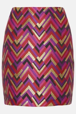 Sale Oasis Plus Size Patterned Jacquard Aline Skirt Pink