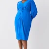 Outlet Oasis Plus Size Premium Crepe Twist Front Midi Dress Cobalt