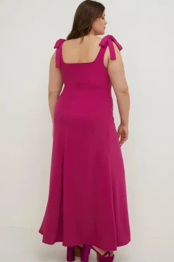 Best Oasis Plus Size Premium Crepe Tie Shoulder Midi Dress Pink