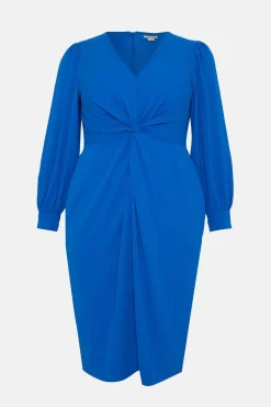 Outlet Oasis Plus Size Premium Crepe Twist Front Midi Dress Cobalt