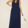 Discount Oasis Plus Size Premium Jersey Ruched Maxi Dress Navy