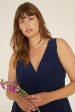 Discount Oasis Plus Size Premium Jersey Ruched Maxi Dress Navy