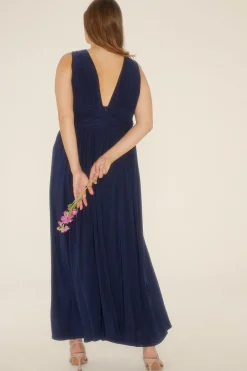 Discount Oasis Plus Size Premium Jersey Ruched Maxi Dress Navy