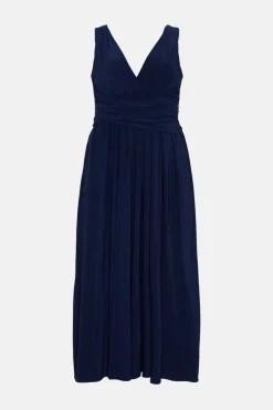 Discount Oasis Plus Size Premium Jersey Ruched Maxi Dress Navy