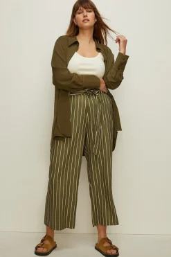 Fashion Oasis Plus Size Printed Wide Leg Trouser Khaki