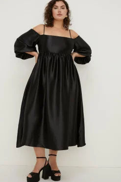 Online Oasis Plus Size Rachel Stevens Satin Dress Black