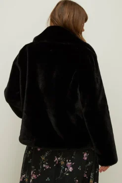 Fashion Oasis Plus Size Recycled Faux Fur Collared Short Coat Mink