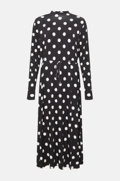 Hot Oasis Plus Size Spot Funnel Neck Belted Midi Black