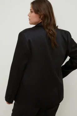 Clearance Oasis Plus Size Stretch Satin Blazer Black