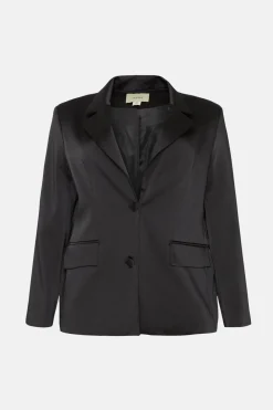 Clearance Oasis Plus Size Stretch Satin Blazer Black