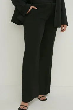 Sale Oasis Plus Size Stretch Satin Straight Leg Trouser Black