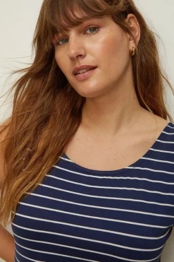Discount Oasis Plus Size Stripe Scoop Neck Maxi Dress Navy
