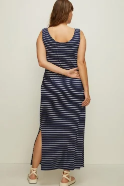 Discount Oasis Plus Size Stripe Scoop Neck Maxi Dress Navy