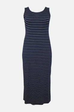 Discount Oasis Plus Size Stripe Scoop Neck Maxi Dress Navy