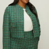 New Oasis Plus Size Tweed Pocket Detail Jacket Green