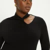 Online Oasis Plus Size Twist Front Long Sleeve Top Black