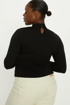 Online Oasis Plus Size Twist Front Long Sleeve Top Black