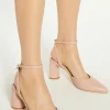 Online Oasis Pointed Block Heel Court Shoes Blush